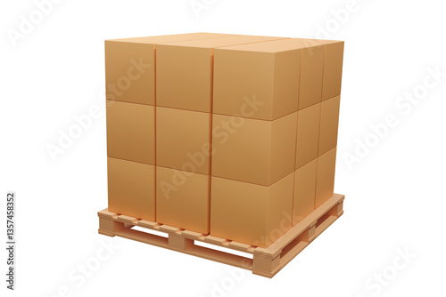 Cardboard Boxes on a Wooden Pallet - 3D render