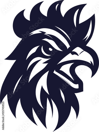 Wallpaper Mural Fierce Chicken Mascot Silhouette Icon vector , Aggressive Rooster Logo vector  Torontodigital.ca