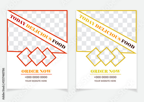 Food social media post template and Fast food restaurant business flyer