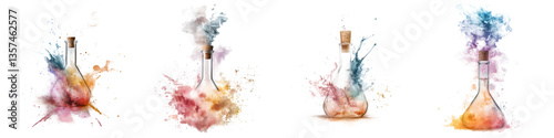 Colorful Smoke and Watercolor Splashes with Lab Glassware Effects