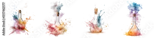 Panel kuchenny z motywem Colorful Smoke and Watercolor Splashes with Lab Glassware Effects