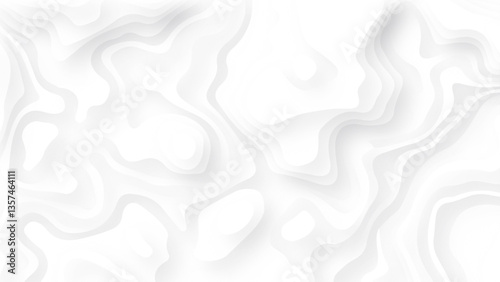 White wave paper curved reliefs abstract background. Realistic papercut decoration textured with wavy layers.