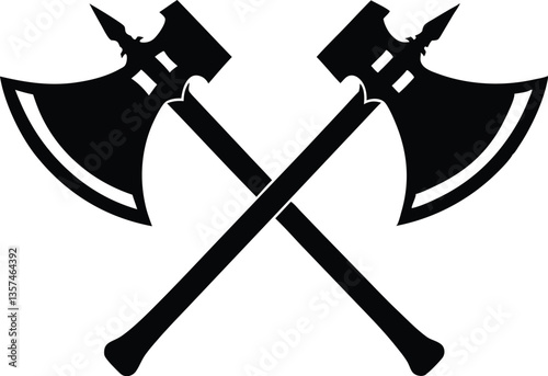 two crossed axes silhouette vector,axes clip art