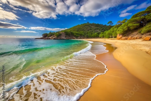 Beautiful Sandy Beaches & Soft Blue Ocean Waves: A Serene Escape photo