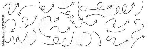 Hand drawn arrow vector icons set. sketch arrow design for business plan and education.