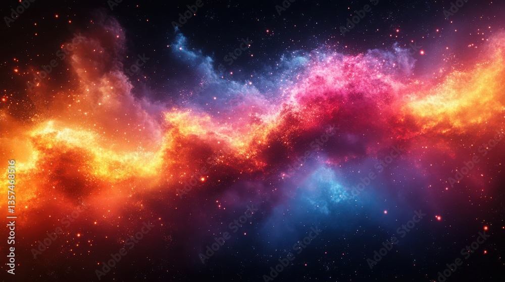 Vibrant interstellar clouds painting cosmic canvas, showcasing stellar birth Vibrant interstellar clouds painting cosmic canvas, showcasing stellar birth