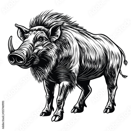 vector illustration of a black pig Pig Farming Solid Icon Design with Editable Stroke.