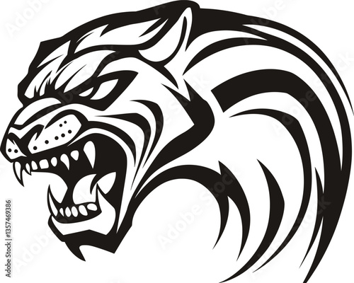 lion head tattoo vector illustration