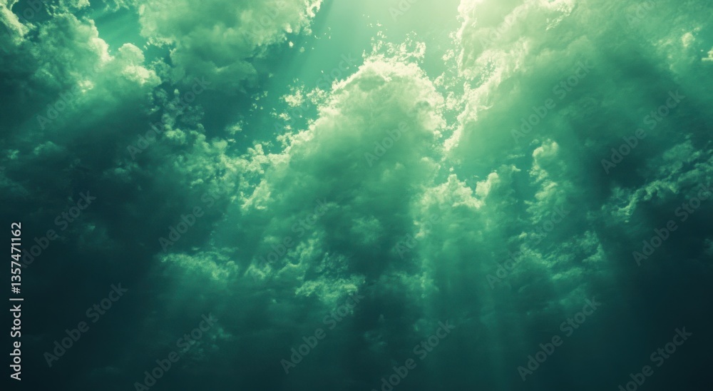 Beautiful clouds with sun rays shining through the atmosphere dramatically Beautiful clouds with sun rays shining through the atmosphere dramatically