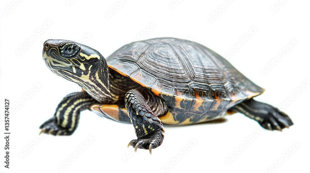 River Turtle Isolated on White Background River Turtle Isolated on White Background