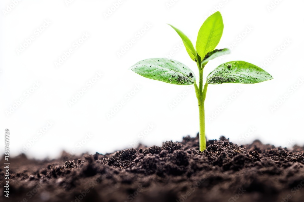 A close-up of a growing tree seedling, isolated on white background. A close-up of a growing tree seedling, isolated on white background.