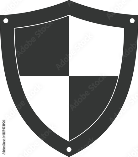 Free Download Shield icon in a minimal flat design with divided quadrants showcasing black and white sections representing protection and security in vector art - GFXLoad