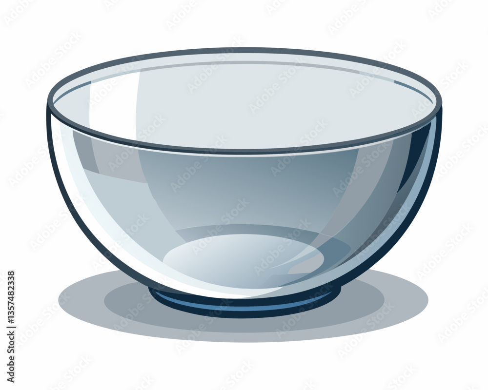 Transparent Clear Glass Bowl with Minimalist Design and Reflective Surface. Transparent Clear Glass Bowl with Minimalist Design and Reflective Surface.