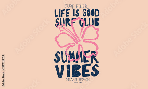 Summer vibes artwork. Hibiscus flower modern abstract art.