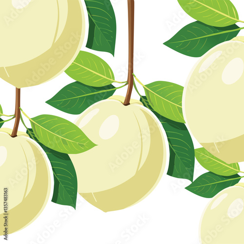 A hanging guava plant, with fresh, green leaves and the promise of juicy fruits..