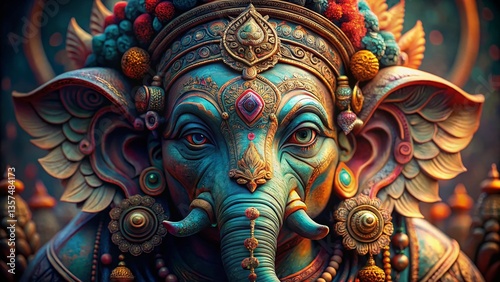 Wallpaper Mural Macro Photography: Ganesha's Eye - Intricate Detail of Hindu Elephant God Torontodigital.ca