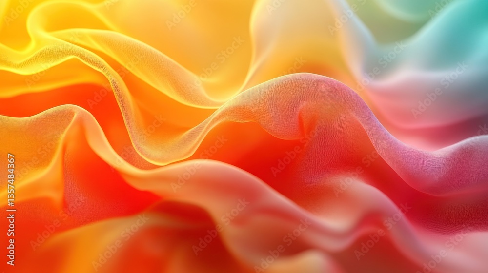 Fototapeta premium Abstract gradient background with bright red and yellow, soft mint and peach, featuring a blurred gradient, ideal for modern and elegant designs.
