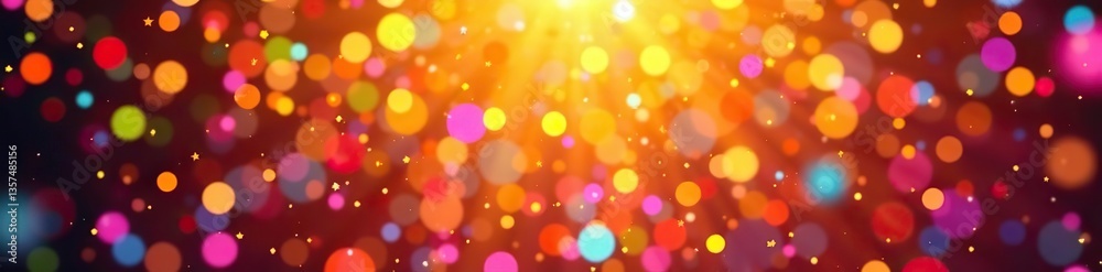 Colorful and vibrant party with neon confetti floating in the air against a dazzling golden backdrop, celebration, party Colorful and vibrant party with neon confetti floating in the air against a dazzling golden backdrop, celebration, party
