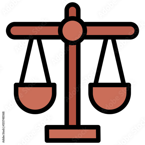 Colorful Flat Outlined Outlined Justice Scale Icon