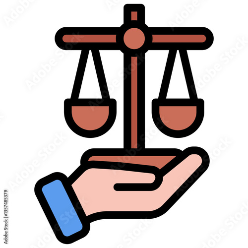 Colorful Flat Outlined Court Judgement Icon