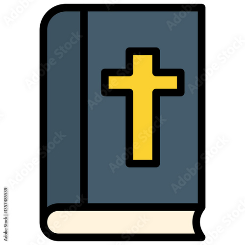 Colorful Flat Outlined Holy Bible Icon