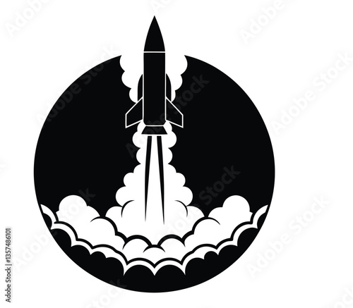 a rocket launching from earth leaving a massive