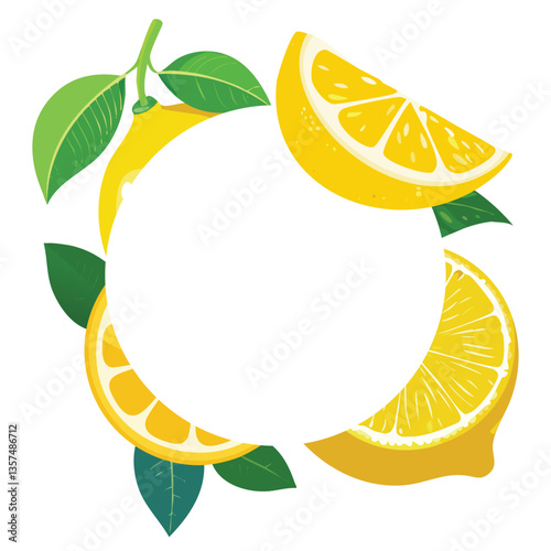 Bright lemon slices placed around a crisp white patch, bringing a pop of color and zest to the scene..