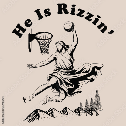 He Is Rizzin Easter Jesus Basketball Player t shirt