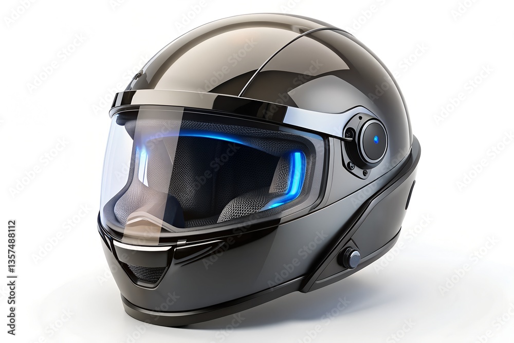 Fototapeta premium Smart Helmet HUD Display – Augmented Reality, Safety Tech & Futuristic Motorcycle Gear