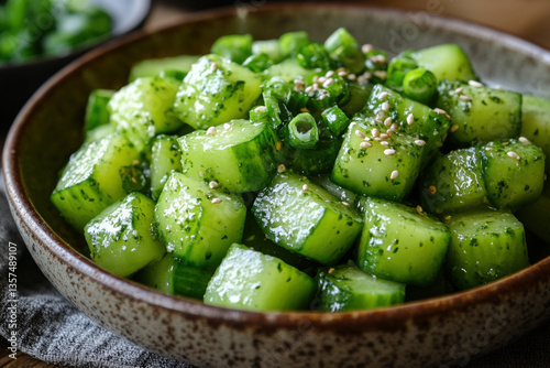 A plate of sunomono (Japane...