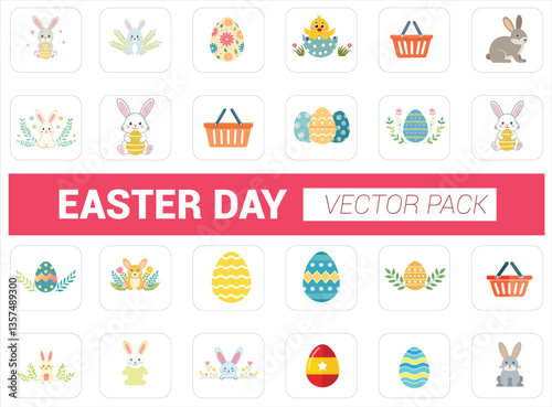 easter day vector icon bundle pack