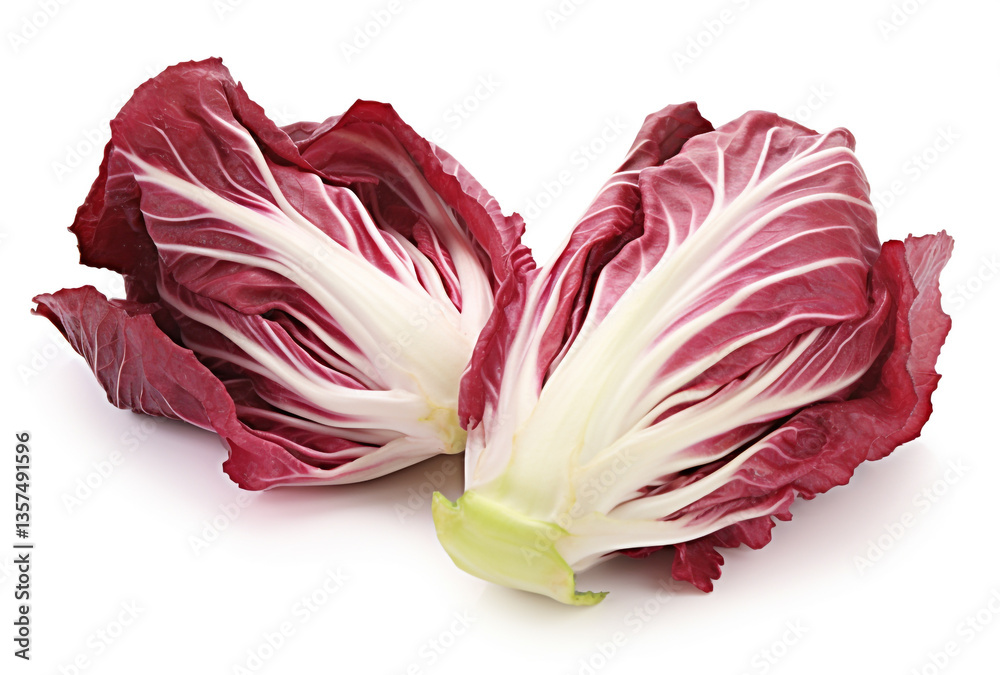 Fototapeta premium Close-Up of Vibrant Purple Radicchio on a White Backdrop