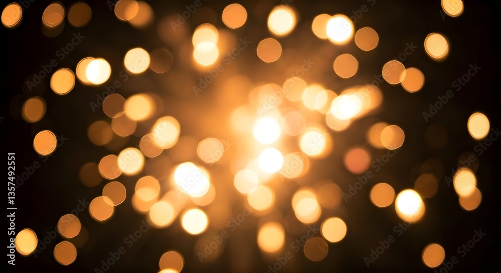 A hazy, glowing background with golden fairy lights and a festive atmosphere, AI Generated A hazy, glowing background with golden fairy lights and a festive atmosphere, AI Generated