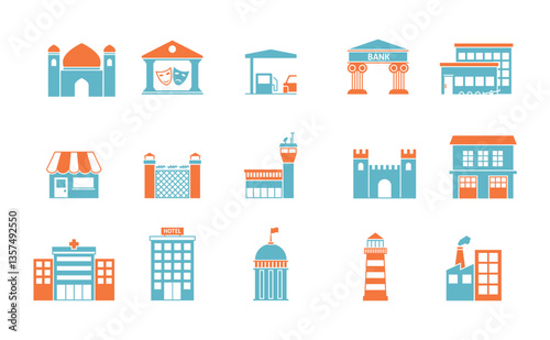 Set government buildings icons