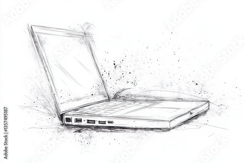 Laptop sketch: A modern ill...