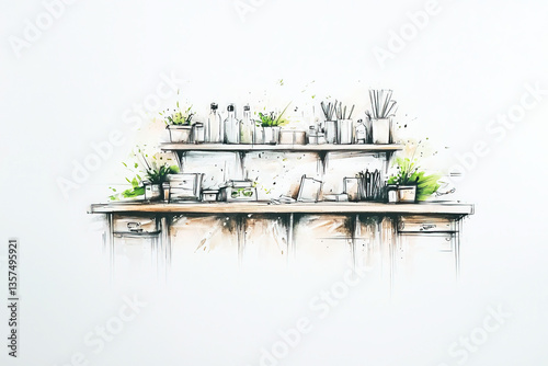 Office interior sketch: A s...