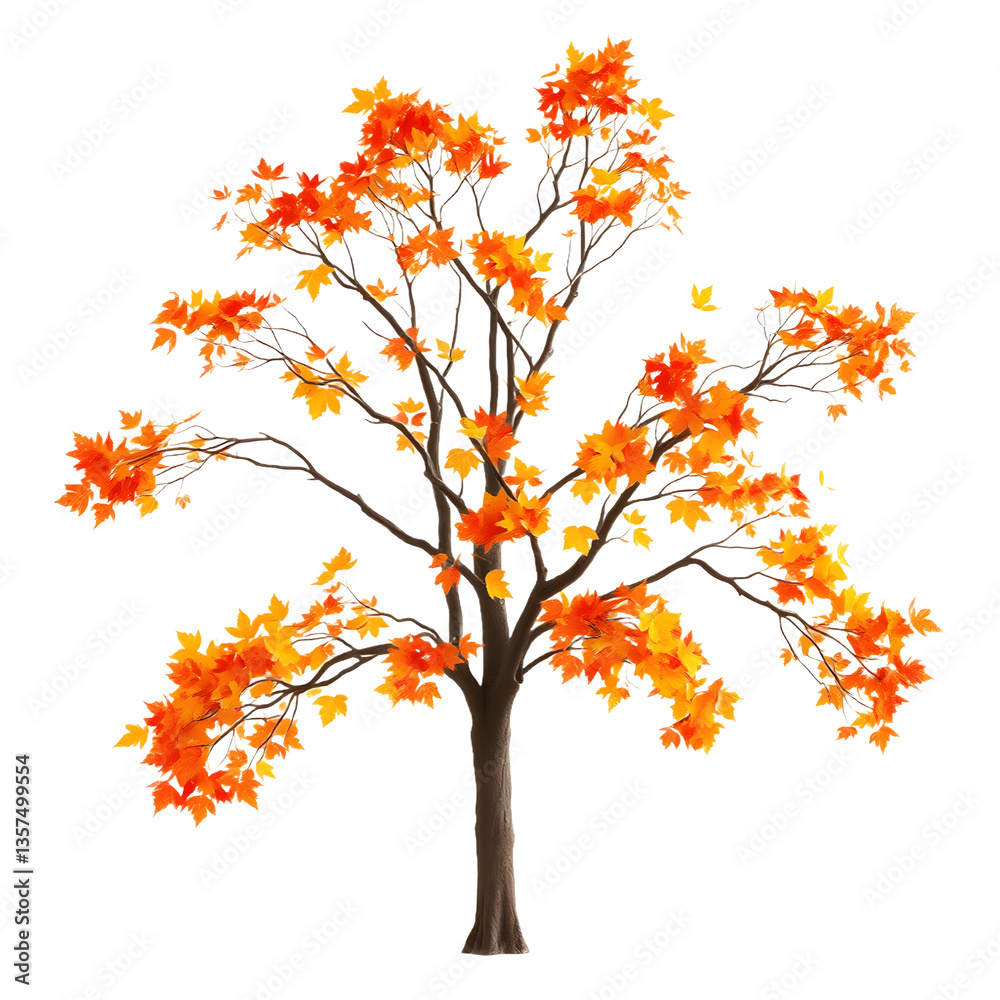 Fototapeta premium A tree with autumn leaves. png isolated background. transparent background
