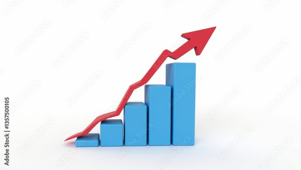 A powerful upward trend symbolizes growth, progress, and success with a clean, simple 3D design. A powerful upward trend symbolizes growth, progress, and success with a clean, simple 3D design.