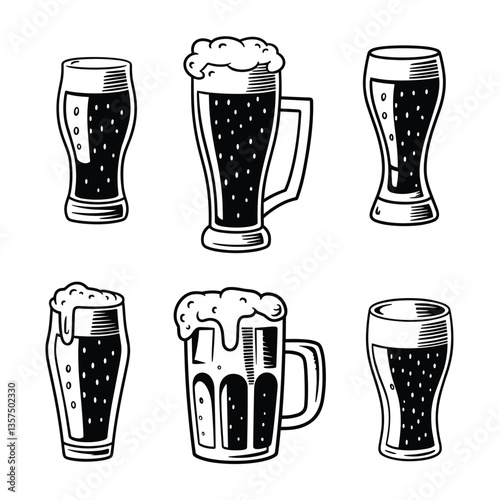 Collection of Beer Glasses Illustration