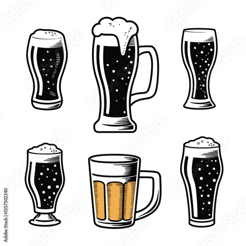 Collection of Beer Glasses Illustration