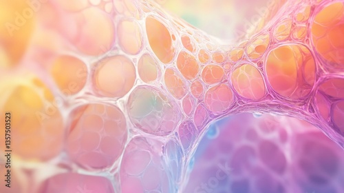 Abstract Cellular Structure with Soft Pastel Hues and Interconnected Forms