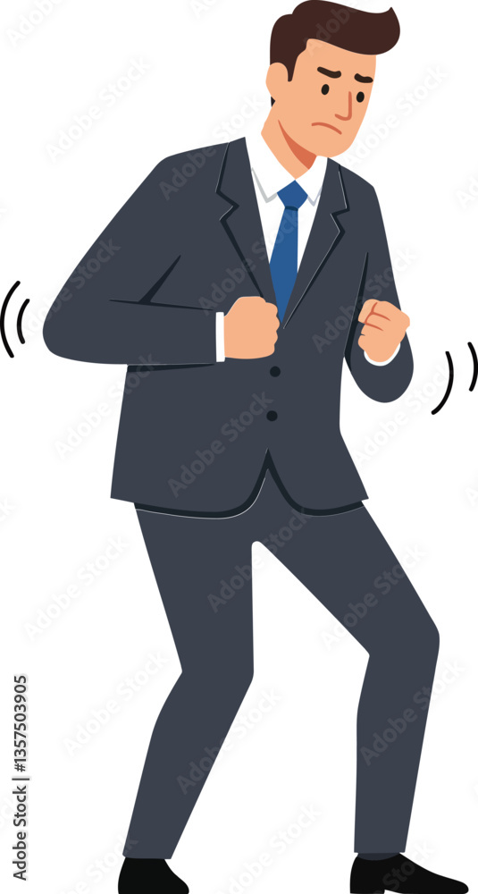 Businessman in a suit dancing joyfully while smiling, showcasing a flat and colorful vector art style Businessman in a suit dancing joyfully while smiling, showcasing a flat and colorful vector art style