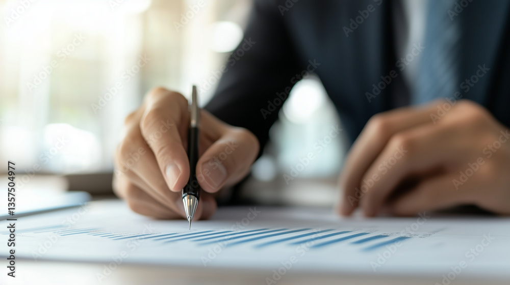 Businessperson Analyzing Data to Identify Inefficiencies in Workflow Businessperson Analyzing Data to Identify Inefficiencies in Workflow
