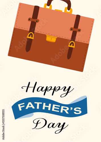 Happy father's day greeting card design with briefcase illustration.