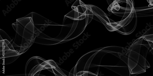 Smoke steam set of airborne particulates and gases emitted. Gray smokes or steam, for use on dark background. Realistic cigarette smoke or steam waves of hot coffee or tea. Food steam, hookah or vapor
