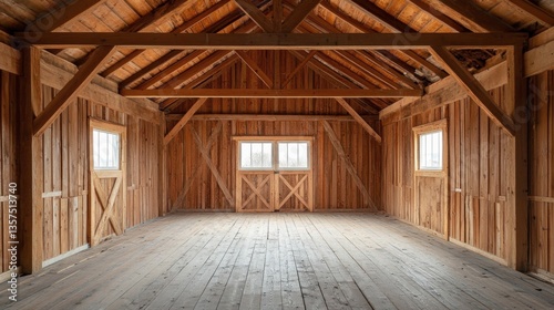Rustic Barn Interior with Wooden Walls and Floor Beams Creating a Warm and Inviting Atmosphere for Creative Projects and Design Ideas