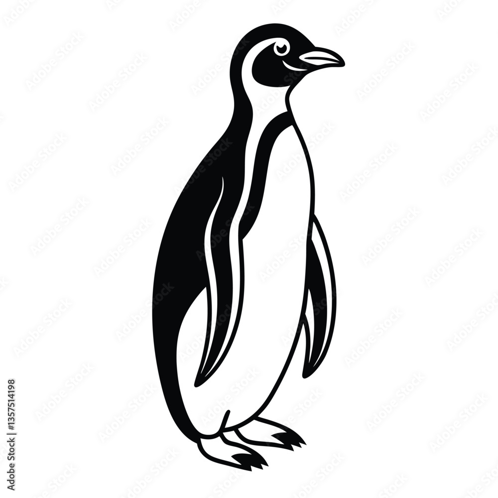 Obraz premium Penguins Vector Silhouette penguin on white Vector illustration of penguin isolated on white background. and Penguin Collection 
