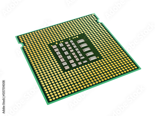 Computer microprocessor on transparent background