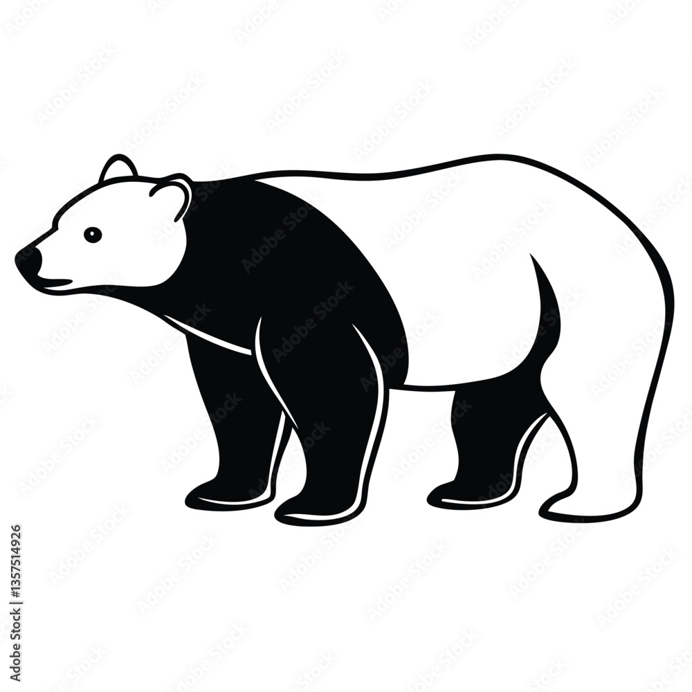 Polar bear on illustration logo bear silhouette. Bear silhouette collection black white background. The white bear and her cub bear walks through the snow. Polar bear on illustration logo bear silhouette. Bear silhouette collection black white background. The white bear and her cub bear walks through the snow.