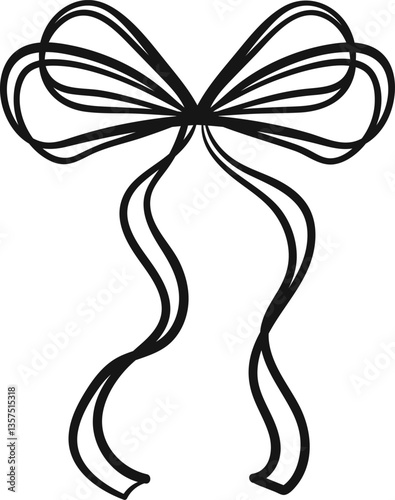Wallpaper Mural Easy ribbon bow, pattern. Freehand doodle drawing. One decorative bow, sketch. Torontodigital.ca